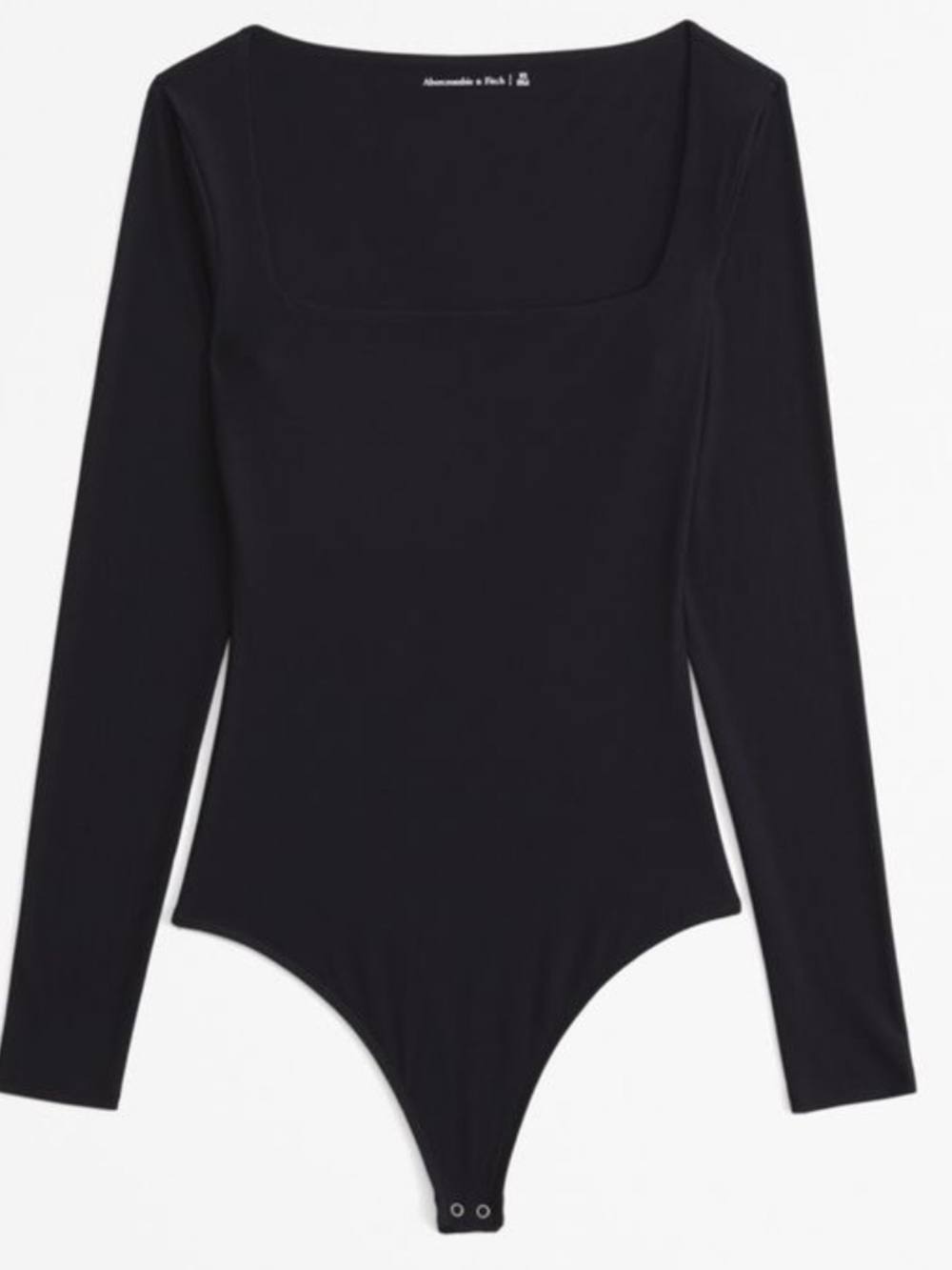 Abercrombie Black Square-Neck Long-Sleeve Bodysuit